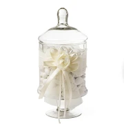 Confettata in vetro con rosa e dettagli avorio