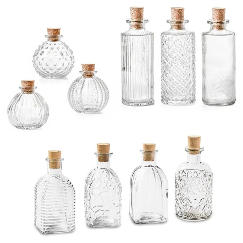 Bomboniere bottiglie di vetro per liquore stile vintage con tappo di sughero