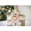 Idea Regalo Natale - Portabottiglie in vimini con decoro rosa e oro
