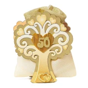 Scatolina Albero della Vita Oro con Sacchetto Portaconfetti 50 Anniversario Linea TREE