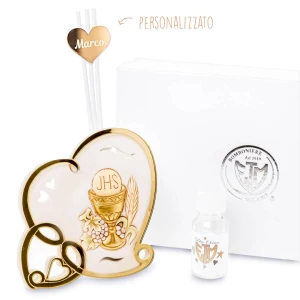 Bomboniere 2026 Icona Profumatore Comunione Personalizzabile a forma di cuore con calice in resina