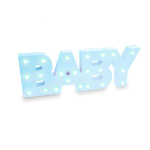 Scritta Baby Luce Led Battesimo & Nascita Celeste 