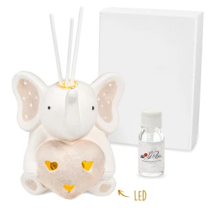 Bomboniere 2026 Profumatore elefantino a pois con cuore a LED