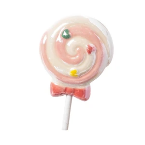 Bomboniera 2026 Battesimo e Nascita Femmina Magnete Lollipop in Porcellana Lecca-lecca Pastello con Cuoricini