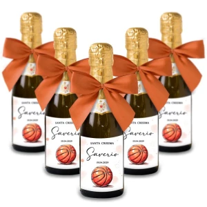 Bomboniere Mini bottiglie Prosecco Personalizzate o Segnaposto Tema Basket
