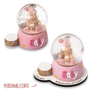 Bomboniera Battesimo Nascita bimba palla di neve Personalizzabile