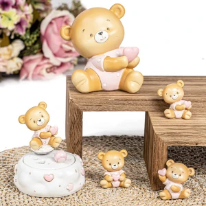 Bomboniere Battesimo e Nascita Bimba 2027 Linea Buby Rosa in resina