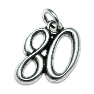 Ciondolo Numero 80 in argento per bomboniere idea originale compleanno anniversario
