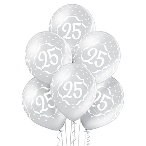 Palloncini numero 25 anni di Nozze argento - confezione 6 pezzi