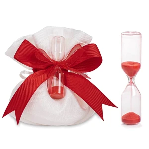 Bomboniere o Segnaposto 2026 Clessidra mini in vetro con sabbia rossa