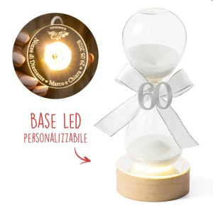 Bomboniere 2027 Nozze di Diamante Clessidra con base LED personalizzabile