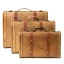 Set 3 Valigie tema viaggio in legno Vintage