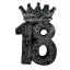 Bomboniere 18° compleanno 2025 Magnete con corona numero 18 nero con glitter