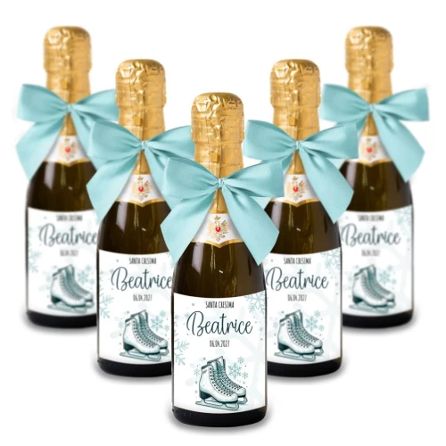 Bomboniere Mini bottiglie Prosecco Personalizzate o Segnaposto Tema Pattinaggio sul Ghiaccio
