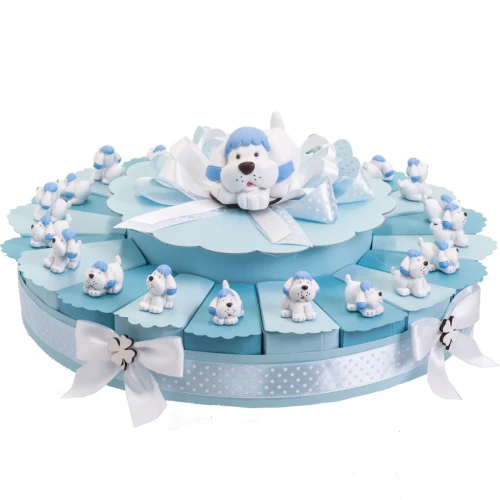 Torta Bomboniere battesimo per maschio 15 fette con cani
