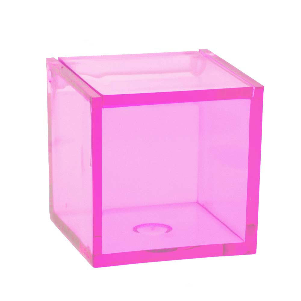 Scatolina Cubo Plexiglass Portaconfetti Rosa OFFERTA