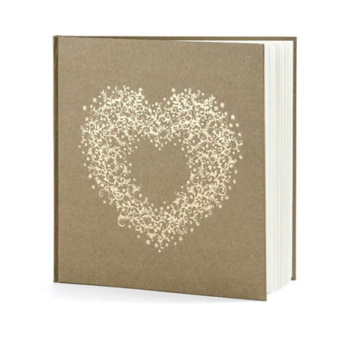 guest book 22 pagine avana con cuore colore rustico shabby chic , libro degli sposi per matrimonio