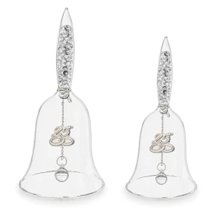 Bomboniera Nozze d'argento Campanella in vetro soffiato con strass e placca in argento