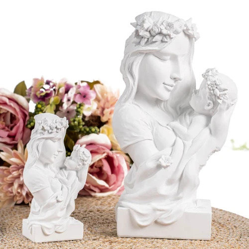 Bomboniere 2025 Battesimo e Nascita Statua Madre e figlio con ghirlanda