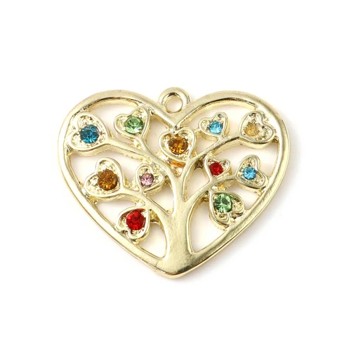 Ciondolo Albero della vita Oro con strass colorati per Bomboniere