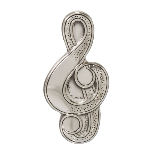 Placca in lamina di argento simbolo chiave di violino