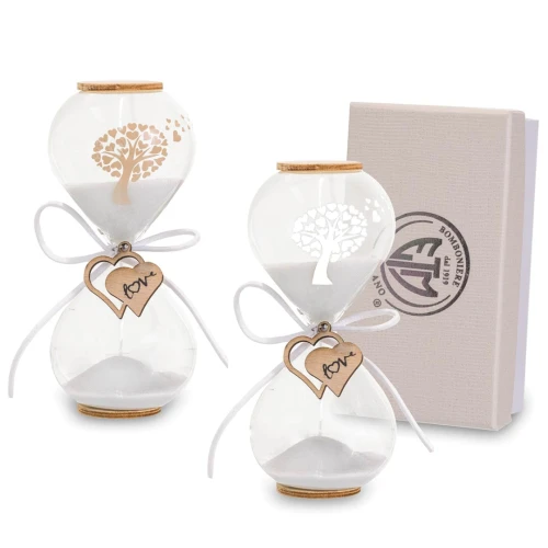 Bomboniere Clessidre vetro con Albero della Vita con Cuori