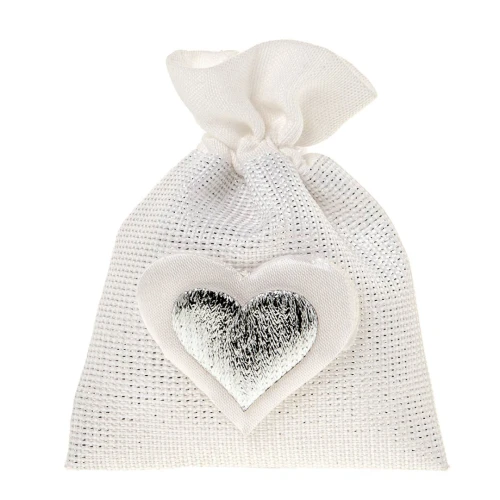 Bomboniere Nozze d\'Argento 2025 Linea Heart Sacchettino Portaconfetti con cuore argentato