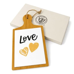 Ultimi 37 pezzi - Tagliere in legno e ceramica "LOVE"