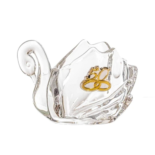 Bomboniere Nozze D\'Oro Cigno vetro e Argento porta-candela e portagioie