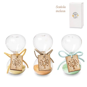 Bomboniere 2026 Linea Nuance Clessidra Colorata Standard in vetro con ciondolo albero della vita
