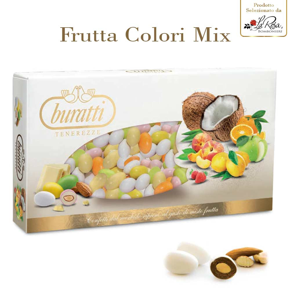Confezione da 1 kg. Confetti colorati linea Buratti Mix Frutta, 10