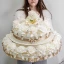 Torta Bomboniere da 28 Sacchettini con Rose Avorio