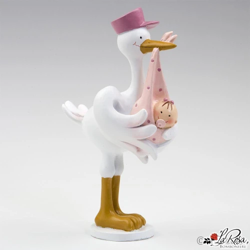 Cake Topper Battesimo e Nascita Cicogna con Bimba