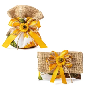 Bomboniere 2025 Sacchettini Portaconfetti con CONFEZIONE Tema Girasoli con fiore