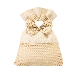 Bomboniere Sacchetti Portaconfetti Piatto Beige Eleganti con Fiocco