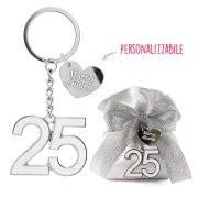 Bomboniere Nozze d'Argento Portachiavi in zama dettagliato in argento numero 25