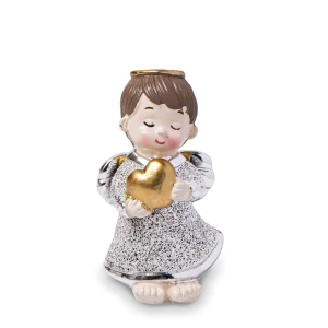 Bomboniere 2026 Linea Coeur Statuetta Angelo argentati con cuore oro personalizzabili