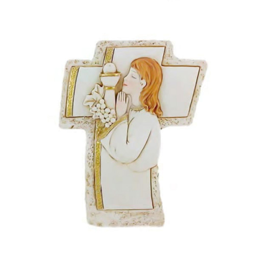 bomboniere comunione offerta croce con bambina in preghiera
