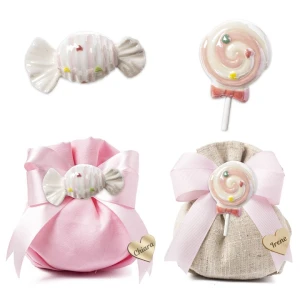 Bomboniere Battesimo Nascita Femmina Magnete Linea Candy Lollipop Rosa Caramella o Lecca-Lecca