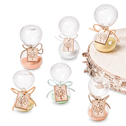 Bomboniere 2026 Linea Nuance Clessidre in vetro con ciondolo albero della vita