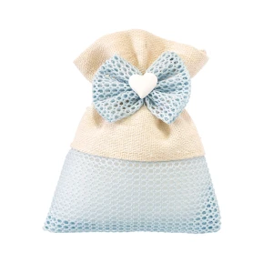 Bomboniere Battesimo Nascita sacchettini portaconfetti Piatto Celeste con fiocco