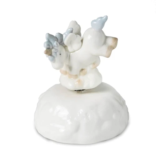 Bomboniera Battesimo Nascita per maschio Carillon Unicorno in offerta stock