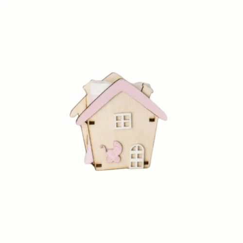 Ultimi 7 pezzi Scatolina Casina portaconfetti in legno rosa