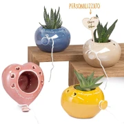 Bomboniere 2026 Linea Volo Balloon Vaso Portapiantina Palloncino con cuori e frasi in ceramica colorati