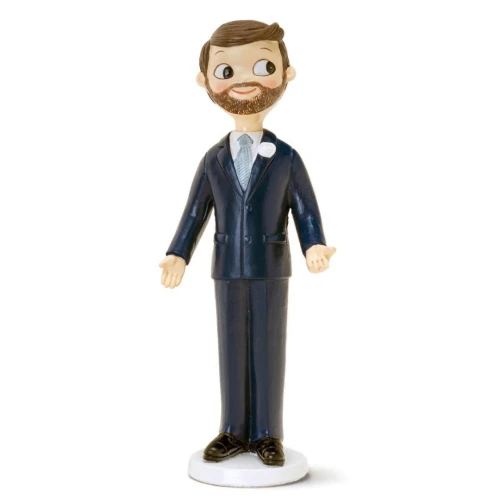 cake topper sposo con barba 21 cm
