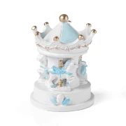 Bomboniere Battesimo e Nascita Bimbo 2026 Statuetta Carosello Giostra cavallini celeste