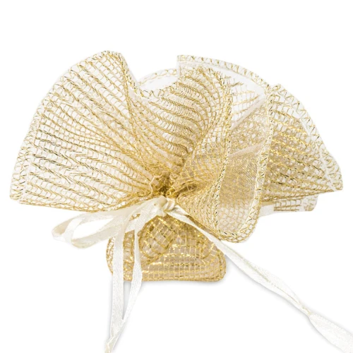 Tulle Oro doppio con tirante per Bomboniere nozze d\'oro