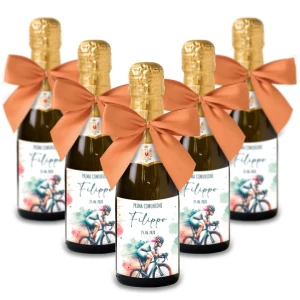 Bomboniere Mini bottiglie Prosecco Personalizzate o Segnaposto Tema Ciclismo