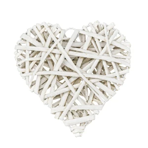 Cuore di vimini bianco 10 cm