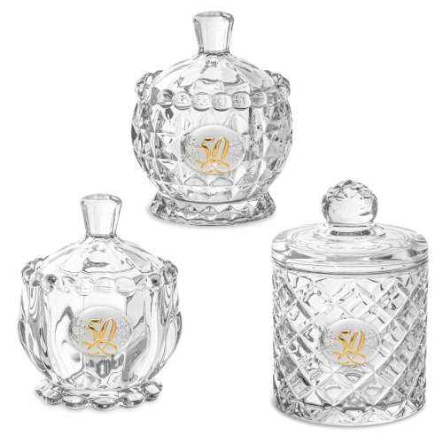 bomboniere nozze d\'Oro scatole in vetro e argento
